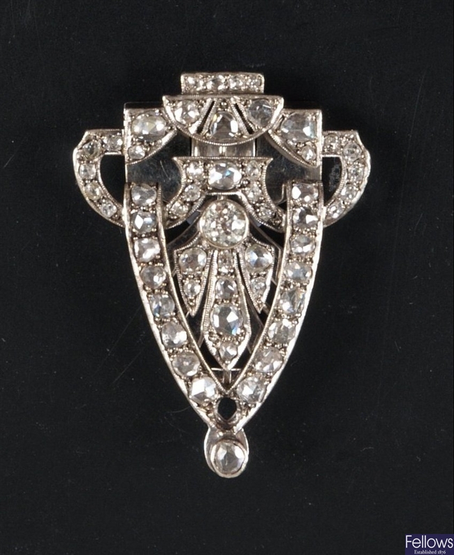 White gold diamond single clip, with a central