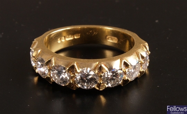 18ct gold seven stone diamond half eternity ring
