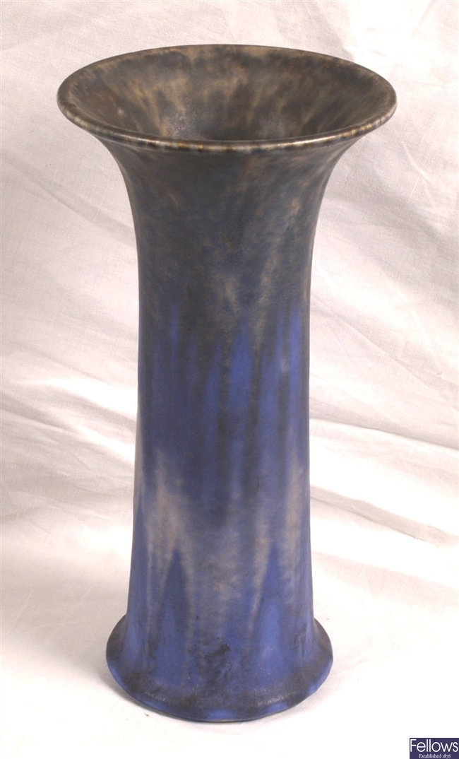 A Ruskin pottery vase, of flared cylindrical