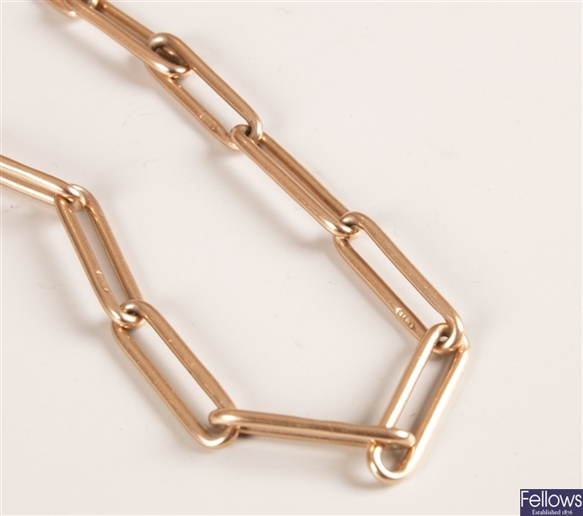 9ct rose gold fetter link chain - 13.5ins