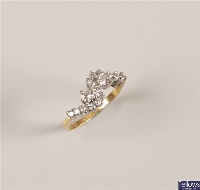 Round brilliant diamond set crossover design ring