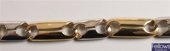 18ct bi-colour gold rectangular pierced link