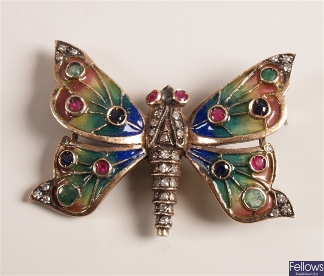 Ornate butterfly design brooch