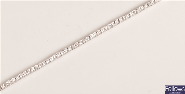 18ct white gold diamond line bracelet set with