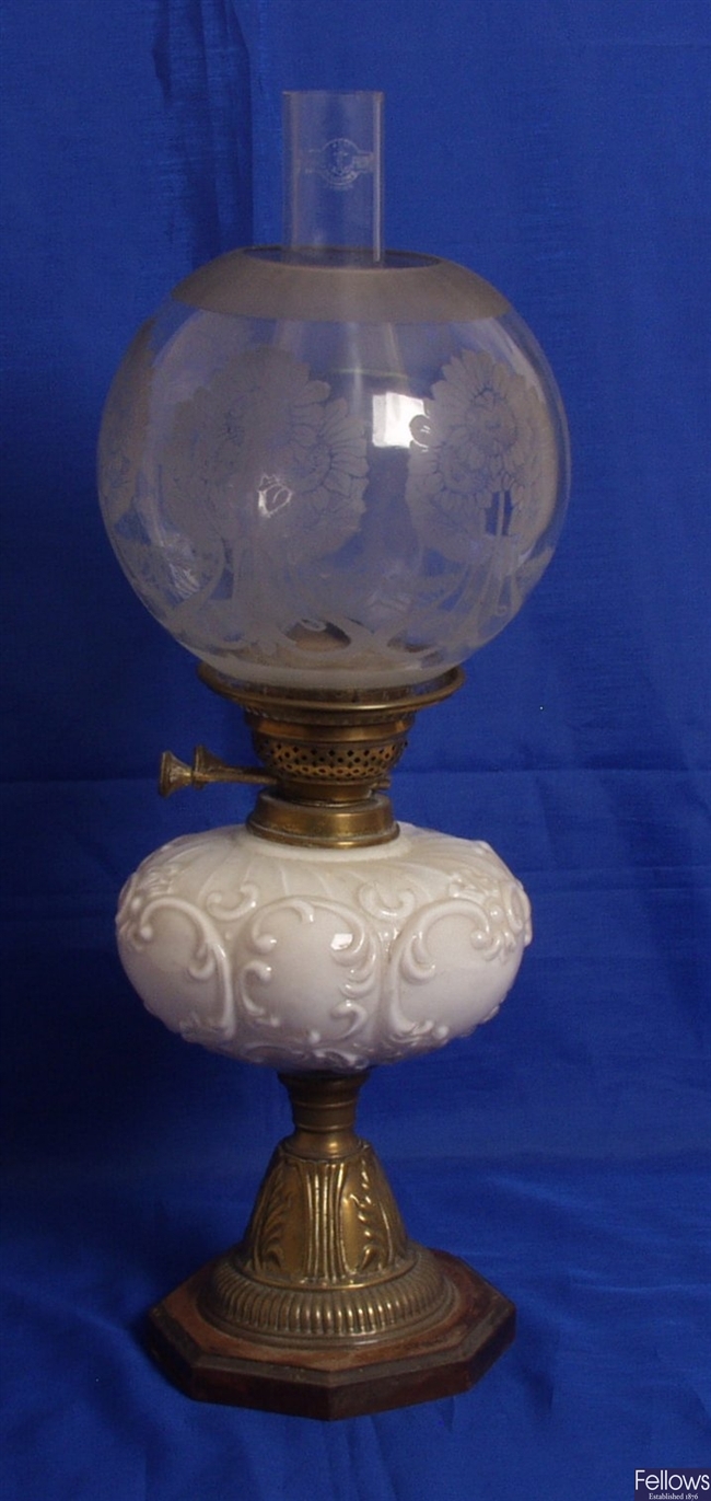 Victorian oil lamp etc