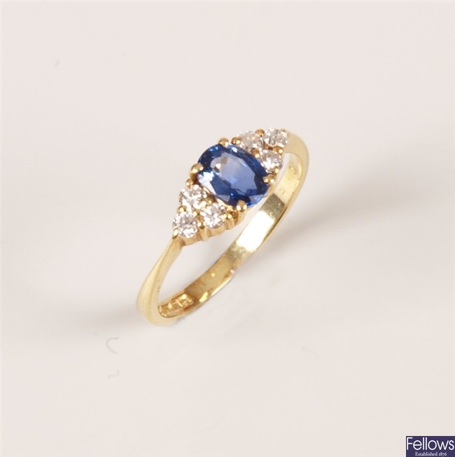 18ct gold sapphire and diamond ring with a
