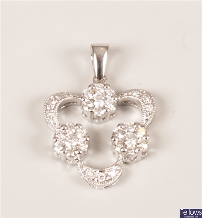 18ct white gold round brilliant diamond pendant