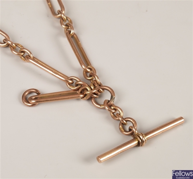 Early 20th century 9ct rose gold double Albert of