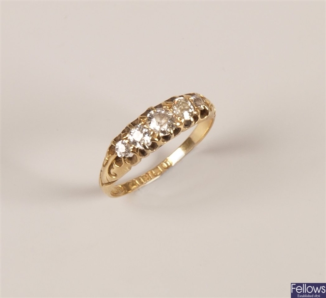 Victorian 18ct gold graduated five stone diamond