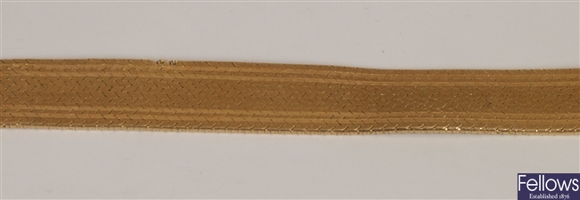 18ct gold wide bracelet in textured design, width
