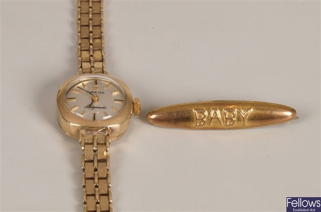 Two items to inlcude an Omega ladies 9ct gold