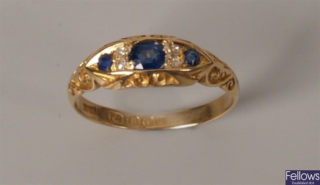 Edwardian 18ct gold sapphire and diamond ring