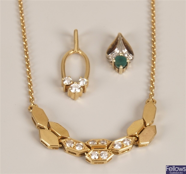 Three items of jewellery to include a diamond