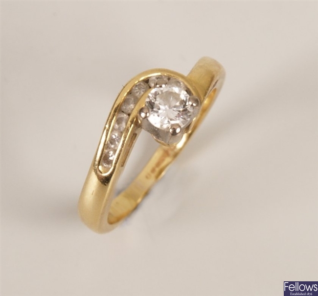 18ct gold single stone diamond ring of