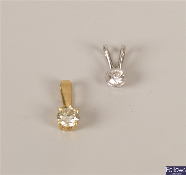 Two diamond pendants to include an 18ct gold