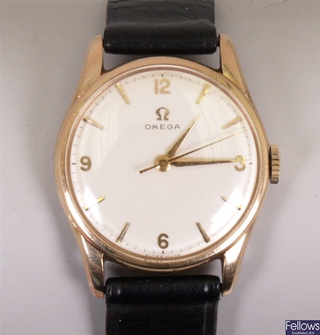 OMEGA - a gentleman's 9ct gold 1960's wrist watch