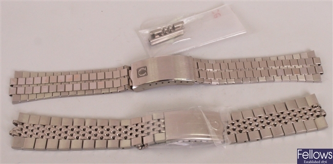 OMEGA - two assorted steel link bracelets of