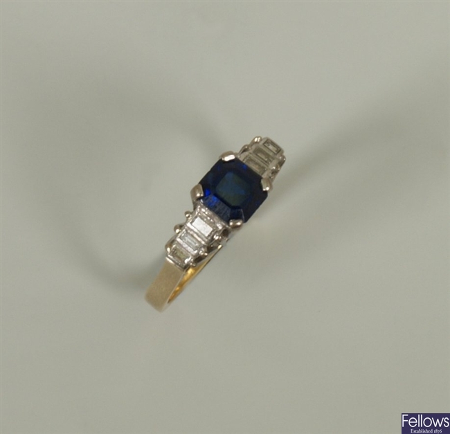 18ct gold sapphire and diamond ring with a