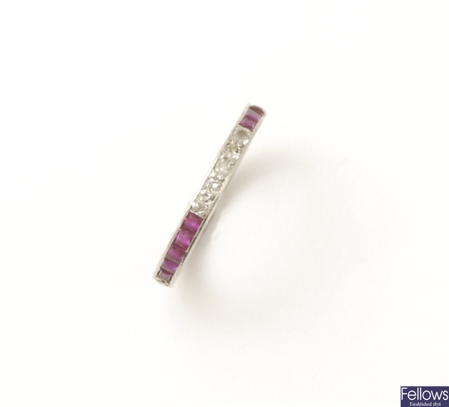 Ruby and diamond full eternity ring with a