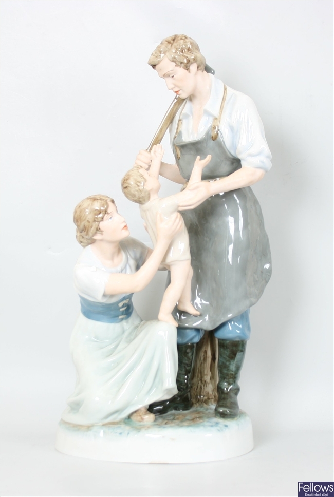 A large Royal Dux figure group depicting mother,