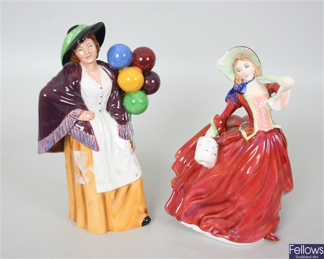 Two Royal Doulton figurines 'Autumn Breezes' HN