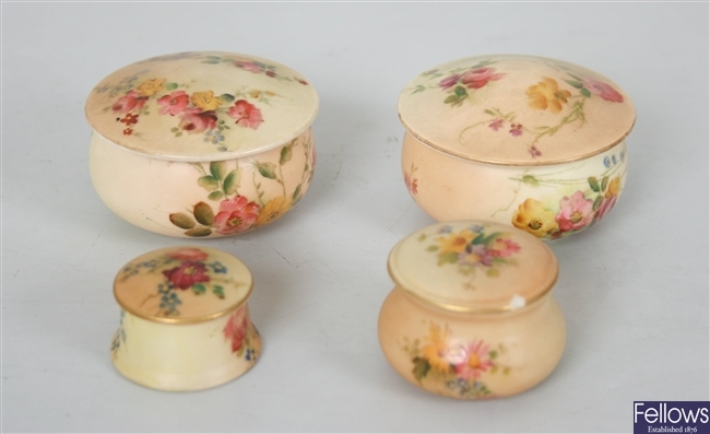 Four Royal Worcester bone china trinket jars and