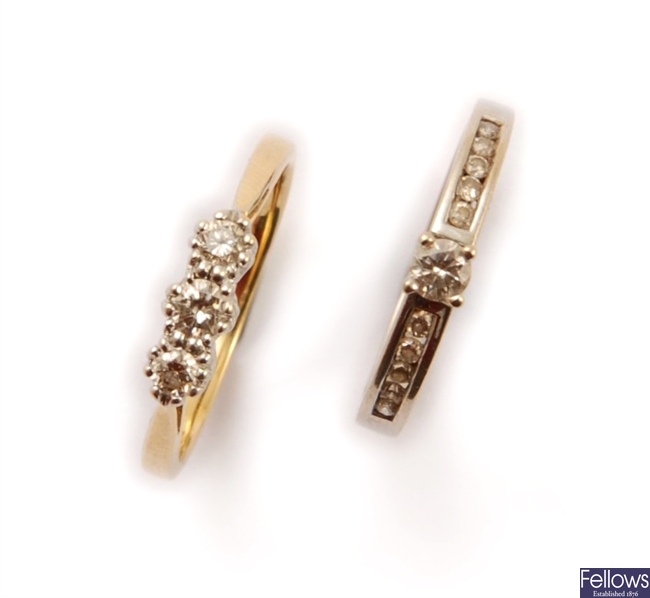 Two 18ct gold diamond rings to include an 18ct
