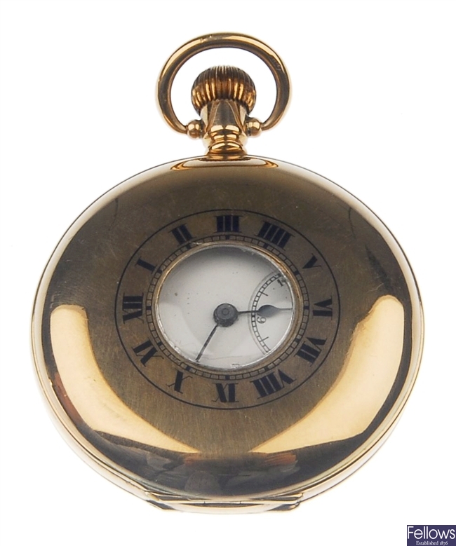 A 1920's 9ct gold cased half Hunter pocket watch