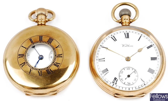 A pair of 9ct gold pocket watches, both signed