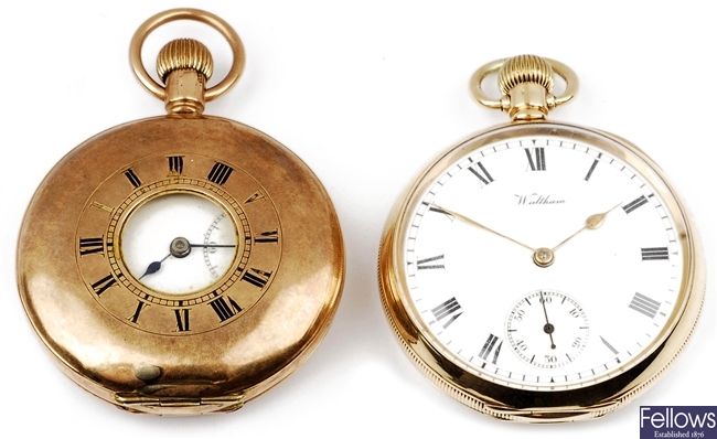 A pair of 9ct gold pocket watches, one signed
