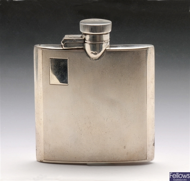 1930's silver hip flask