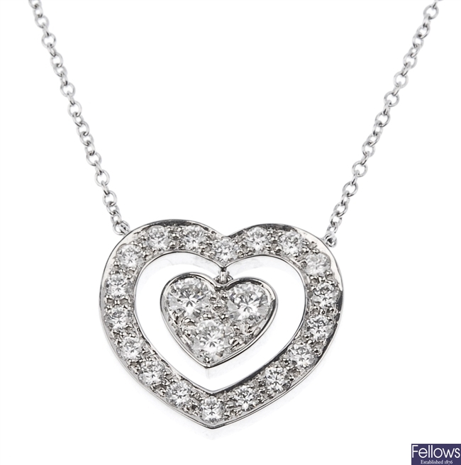 TIFFANY & CO - diamond set heart necklet.