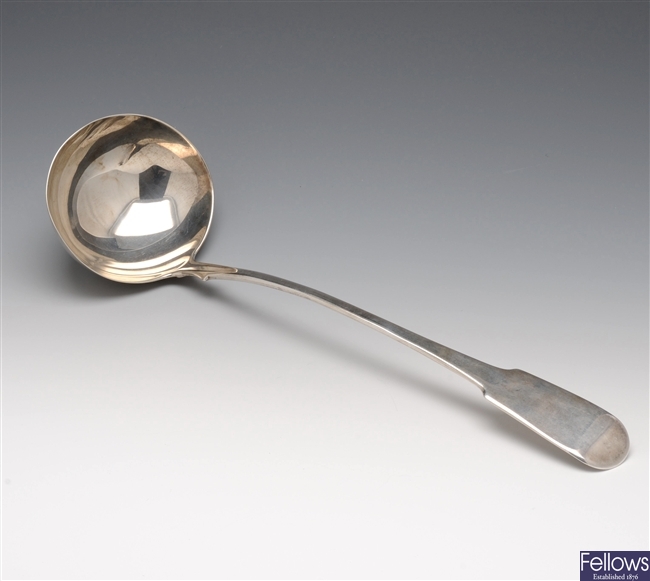 Georgian silver soup ladle