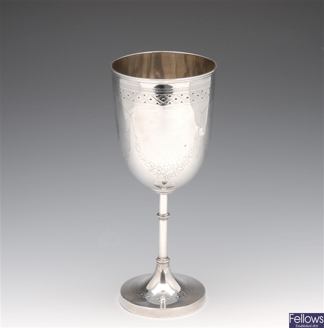 Victorian silver presentation goblet