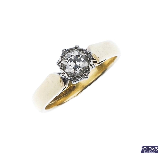 A single stone diamond ring.
