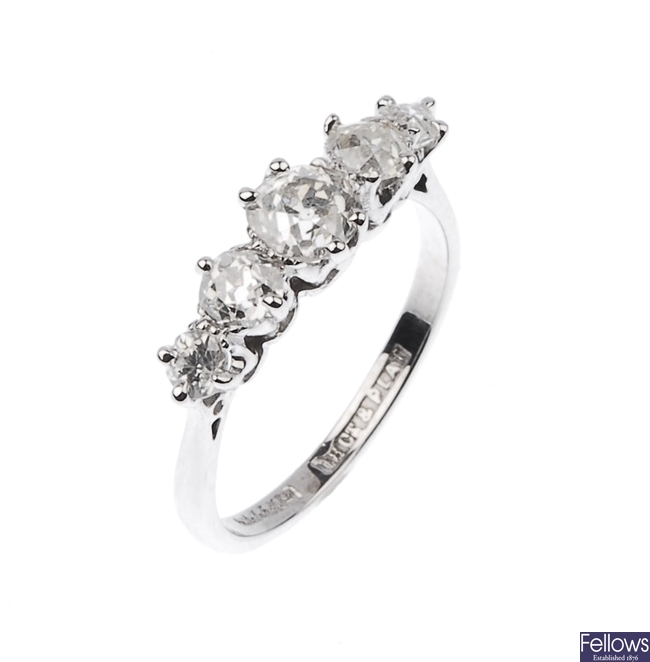 A graduated five stone diamond ring.