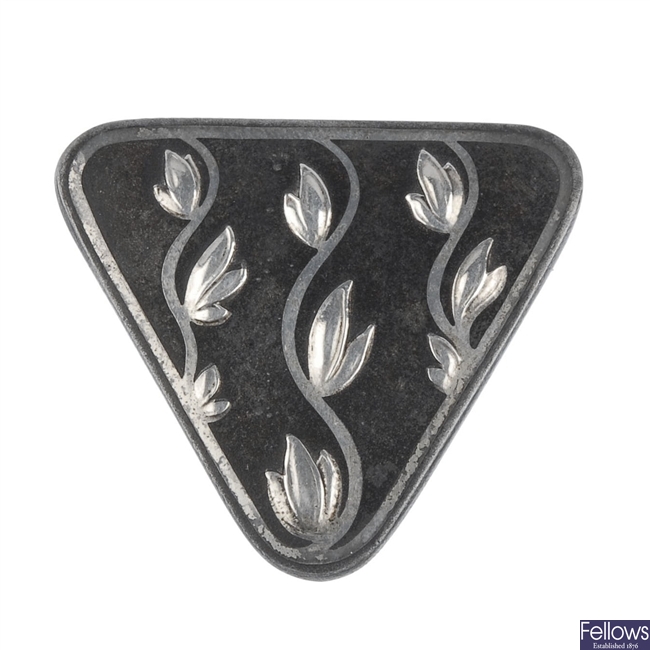 GEORG JENSEN iron and silver brooch.