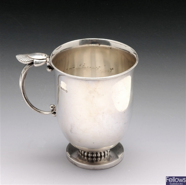 Georg Jensen silver Christening mug