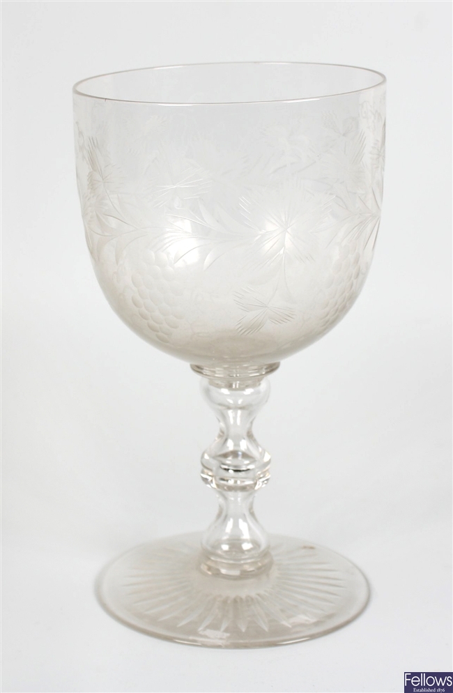 A late 19th century blown glass wine glass