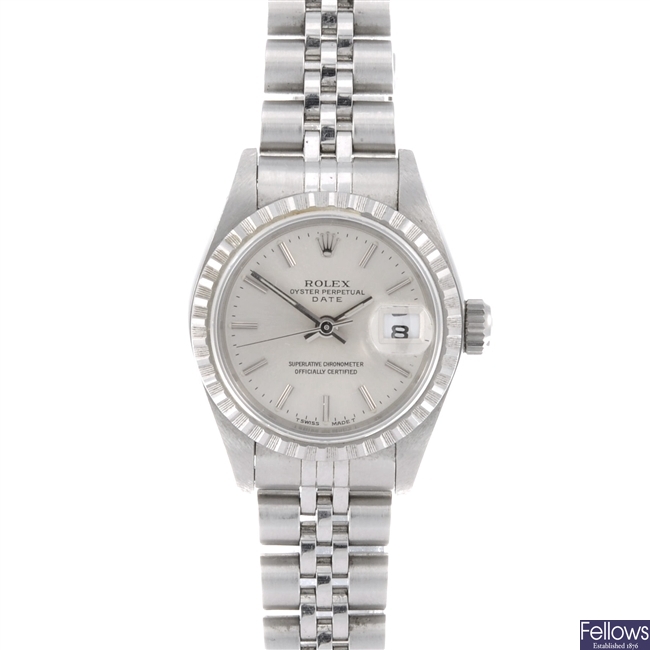 ()Rolex. A lady's stainless steel Date wristwatch
