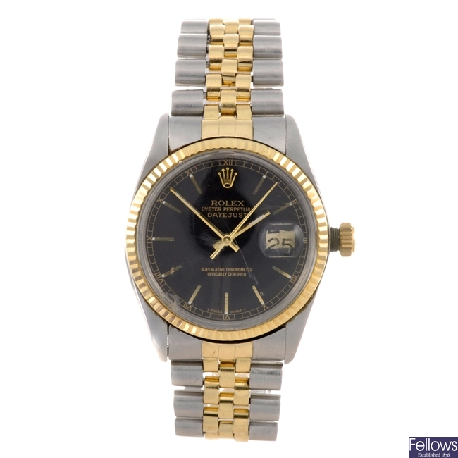 (412018798) A bi-metal automatic gentleman's Rolex Datejust bracelet watch.