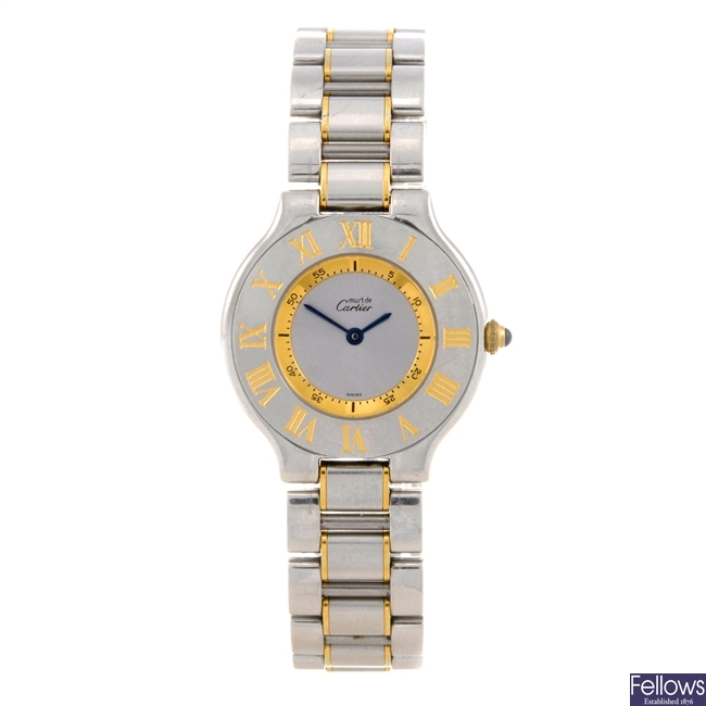 (307078136) A bi-metal Must de Cartier bracelet watch