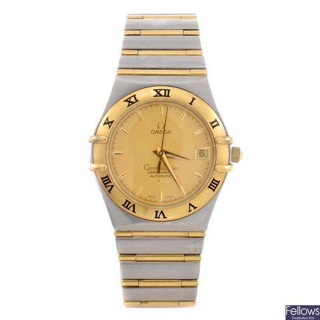(809026447) A bi-metal automatic gentleman's Omega Constellation bracelet watch.