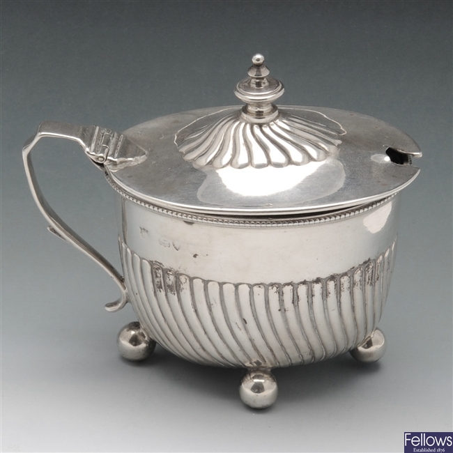 Victorian silver mustard pot.