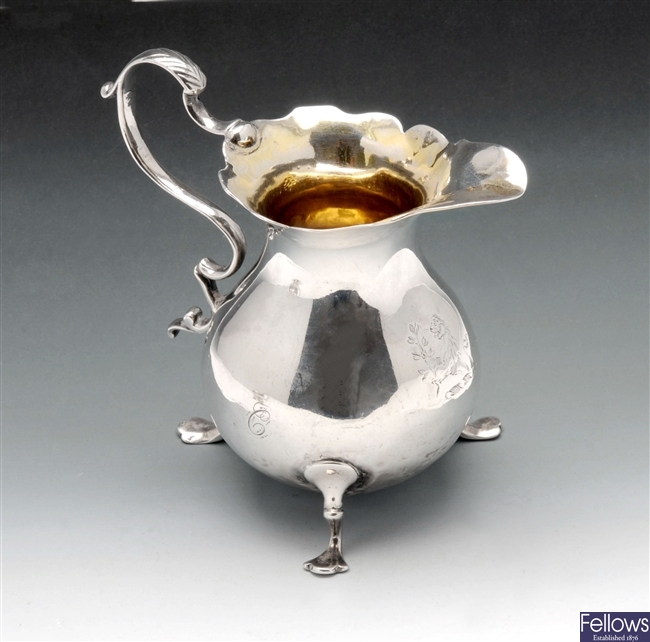 George II silver cream jug by Philip Goddard.