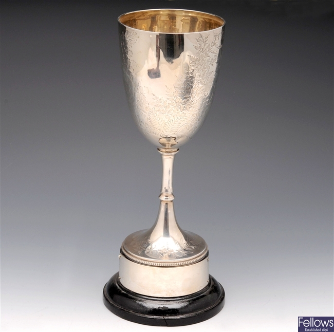 Victorian silver trophy cup.