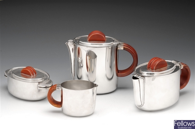 German Art Deco silver plated tea service.