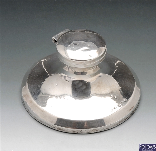 Silver mounted inkwell.
