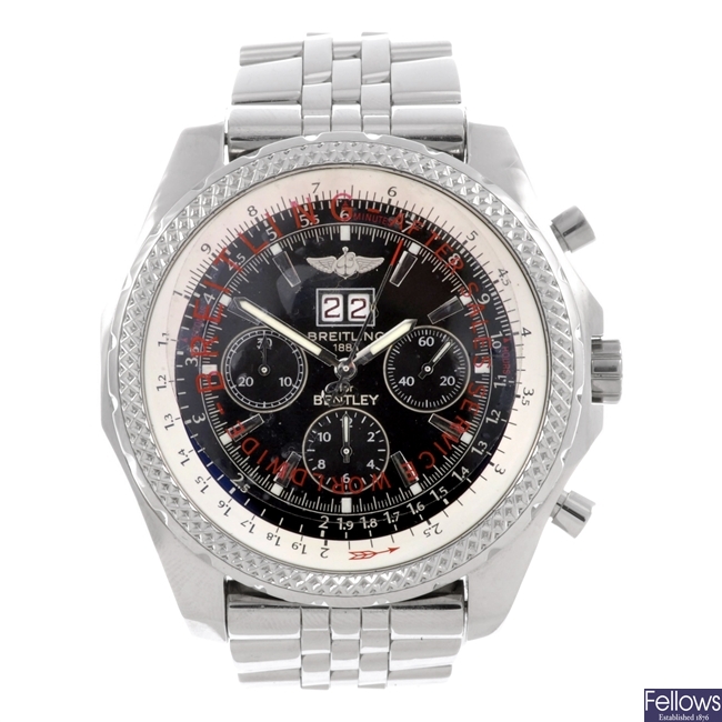 A stainless steel automatic Breitling for Bentley bracelet watch.