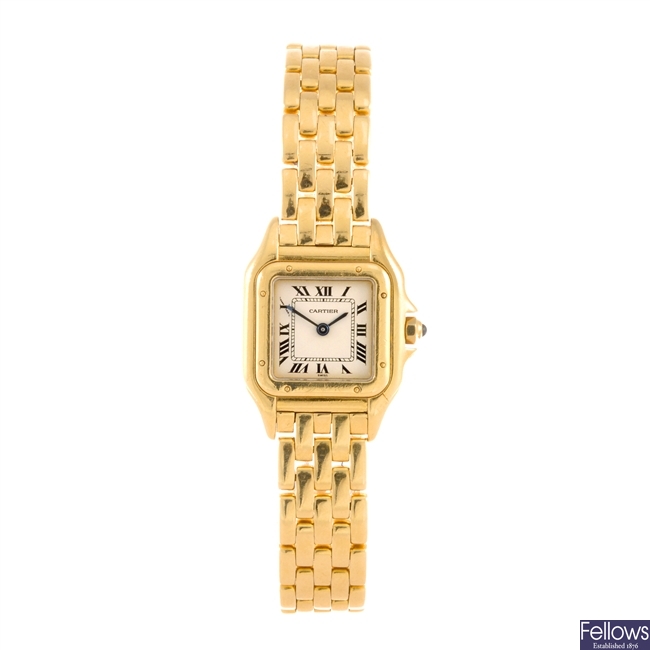 An 18ct quartz lady's Cartier Panthere bracelet watch.